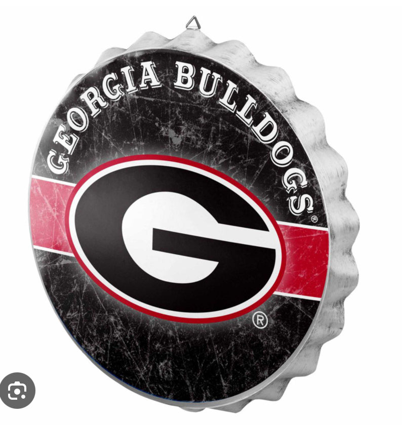 Georgia Bulldogs Metal Distressed Bottle Cap Sign
