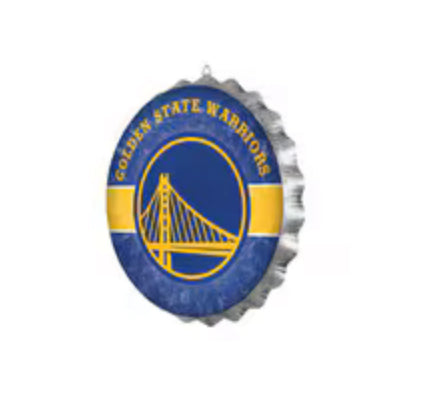 Golden State Warriors Metal Distressed Bottle Cap Sign