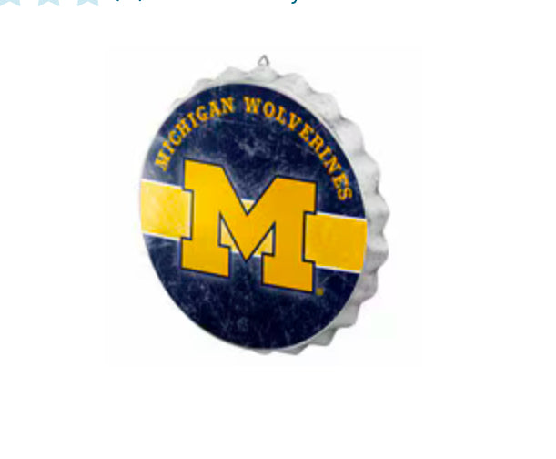Michigan Wolverines Metal Distressed Bottle Cap Sign