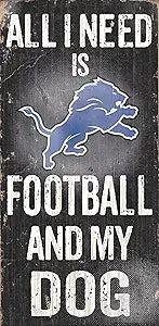 Detroit Lions Sports and My Dog Wooden SIgn