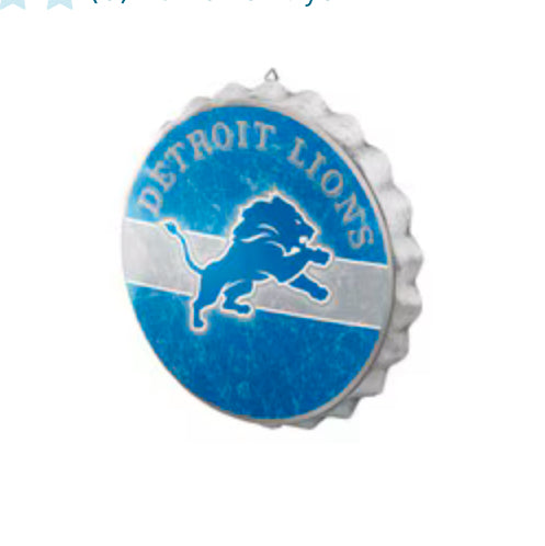 Detroit Lions Metal Distressed Bottle Cap Sign