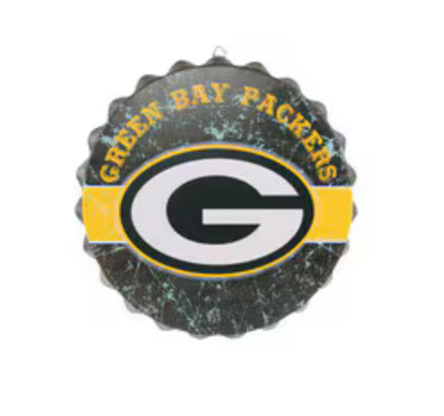 Green Bay Packers Metal Distressed Bottle Cap Sign