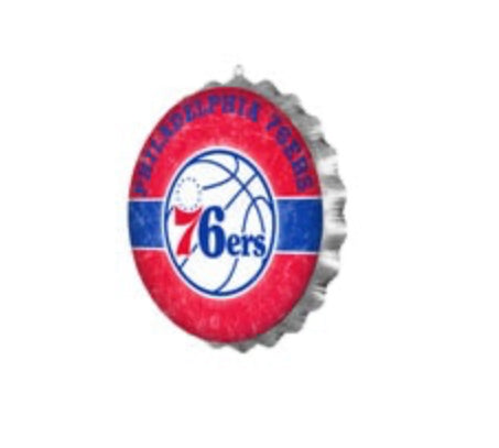 Philadelphia 76ers Metal Distressed Bottle Cap Sign