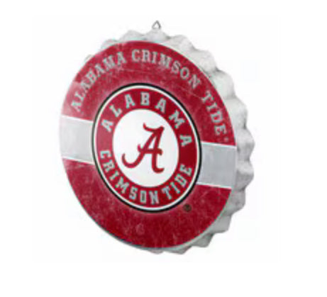 Alabama Crimson Tide Metal Distressed Bottle Cap Sign