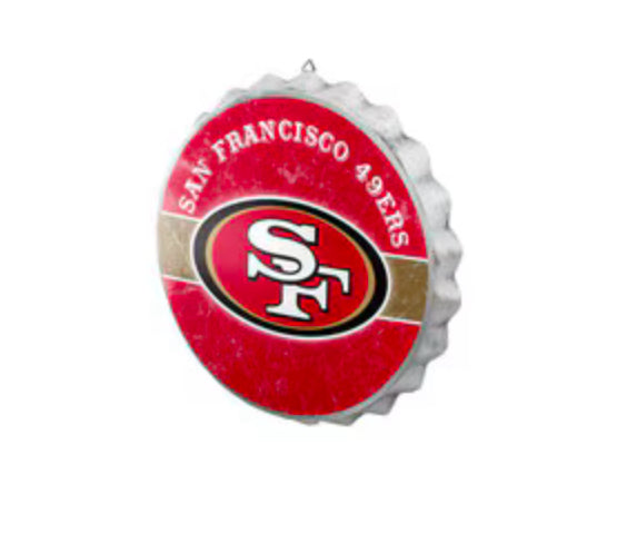 San Francisco 49ers Metal Distressed Bottle Cap Sign