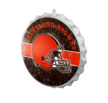 Cleveland Browns Metal Distressed Bottle Cap Sign