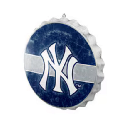 New York Yankees Metal Distressed Bottle Cap Sign