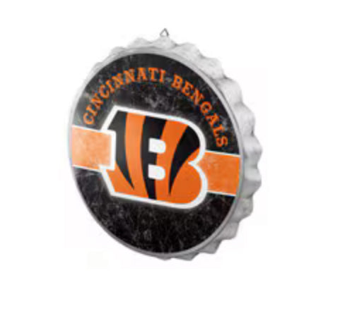 Cincinnati Bengals Metal Distressed Bottle Cap Sign