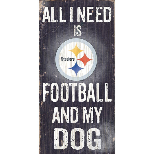 Pittsburgh Steelers Sports and My Dog Wooden Sign