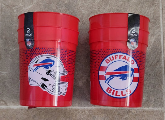 Buffalo Bills Red Plastic Drinking Cups Set Of 2